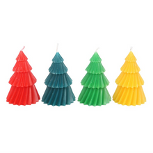 Load image into Gallery viewer, Set of 4 Colourful Christmas Tree Candles