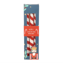 Load image into Gallery viewer, Set of 3 Candy Cane Stripe Taper Candles