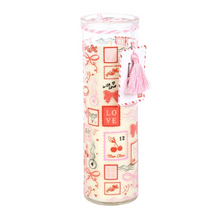 Load image into Gallery viewer, Valentine Postage Stamp Print Sparkling Rose Tube Candle
