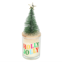 Load image into Gallery viewer, Holly Jolly Pine & Fir Glass Candle with Tree