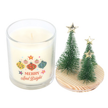 Load image into Gallery viewer, Merry and Bright Bauble Cinnamon & Spice Glass Candle with Tree