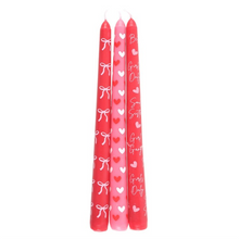 Load image into Gallery viewer, Set of 3 Girl Gang Bow and Heart Taper Candles