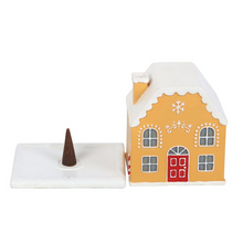 Load image into Gallery viewer, Candy Cane Gingerbread House Incense Cone Holder