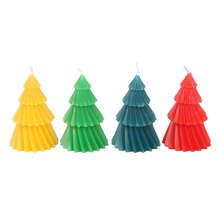 Load image into Gallery viewer, Set of 4 Colourful Christmas Tree Candles