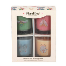 Load image into Gallery viewer, Set of 4 Floral Bug Mandarin & Bergamot Candles