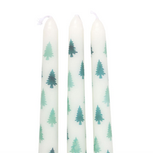 Load image into Gallery viewer, Set of 3 White Fir Tree Taper Candles