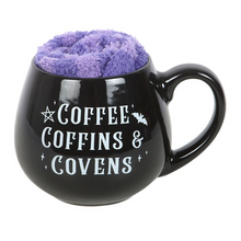 Load image into Gallery viewer, Coffee, Coffins & Covens Mug and Socks Set