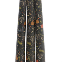 Load image into Gallery viewer, Set of 3 Black Midnight Print Taper Candles