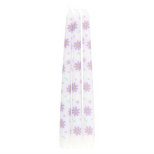 Load image into Gallery viewer, Set of 3 Purple Daisy Taper Candles
