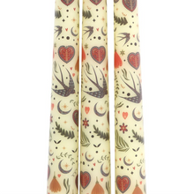 Load image into Gallery viewer, Set of 3 Cream Midnight Bloom Print Taper Candles