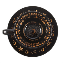 Load image into Gallery viewer, Black Talking Board Teacup and Saucer