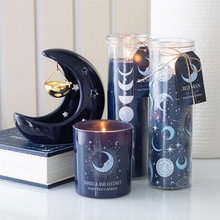 Load image into Gallery viewer, Blue Moon Phase Fig & Vanilla Scented Glass Tube Candle