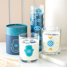 Load image into Gallery viewer, Hand of Hamsa White Rose Candle with Crystals