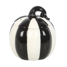 Load image into Gallery viewer, Black and White Striped Pumpkin Oil Burner Wax Warmer