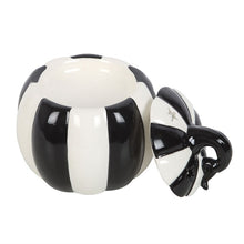 Load image into Gallery viewer, Black and White Striped Pumpkin Oil Burner Wax Warmer
