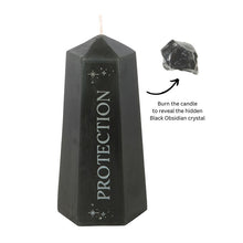 Load image into Gallery viewer, Protection Crystal Candle with Rough Black Obsidian