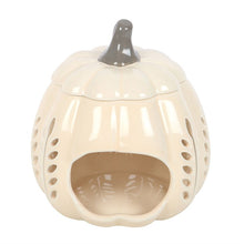Load image into Gallery viewer, Cream Leaf Cut Out Pumpkin Oil Burner and Wax Warmer