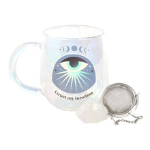 Load image into Gallery viewer, Intuition Double Walled Glass Mug with Aura Crystal Tea Infuser