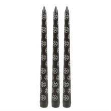 Load image into Gallery viewer, Set of 3 Black Magic Pentagram Taper Candles