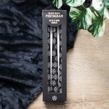 Load image into Gallery viewer, Set of 3 Black Magic Pentagram Taper Candles