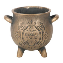 Load image into Gallery viewer, Herbal Magic Bronze Effect Terracotta Cauldron Plant Pot