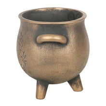 Load image into Gallery viewer, Herbal Magic Bronze Effect Terracotta Cauldron Plant Pot