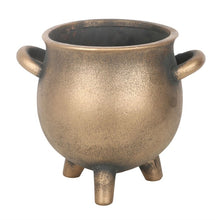 Load image into Gallery viewer, Herbal Magic Bronze Effect Terracotta Cauldron Plant Pot