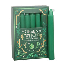 Load image into Gallery viewer, Pack of 12 Green Witch Spell Candles