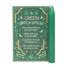 Load image into Gallery viewer, Pack of 12 Green Witch Spell Candles