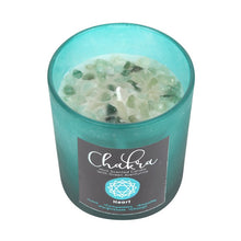 Load image into Gallery viewer, Heart Chakra Mint Crystal Chip Candle