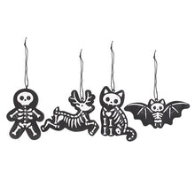 Load image into Gallery viewer, Set of 4 Black Creepy Skeleton Cookie Ornaments