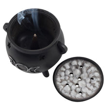 Load image into Gallery viewer, Triple Moon Cauldron Incense Cone Holder