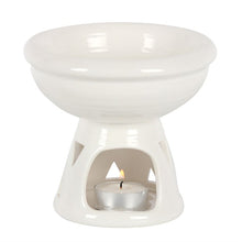 Load image into Gallery viewer, Off White Deep Bowl Oil Burner and Wax Warmer