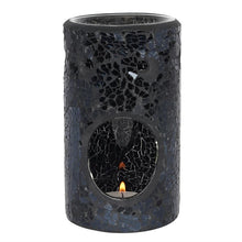 Load image into Gallery viewer, Black Crackle Glass Pillar Oil Burner and Wax Warmer