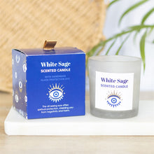 Load image into Gallery viewer, All Seeing Eye White Sage Protection Charm Candle in Glass Pot (4/20)