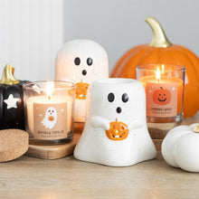 Load image into Gallery viewer, Ghost Shaped Tealight Candle Holder with Pumpkin