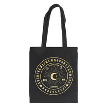 Load image into Gallery viewer, Black and Gold Talking Board Polycotton Tote Bag