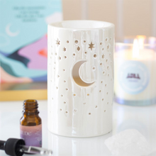 Load image into Gallery viewer, Iridescent White Moon Pillar Oil Burner and Wax Warmer