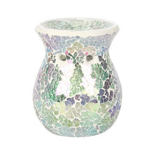 Load image into Gallery viewer, Small Light Blue Iridescent Crackle Oil Burner and Wax Warmer