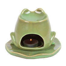 Load image into Gallery viewer, Frog Shaped Oil Burner on Lily Pad Wax Warmer