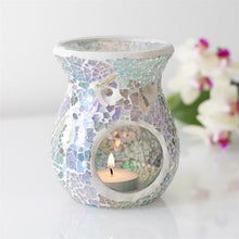 Load image into Gallery viewer, Small Light Blue Iridescent Crackle Oil Burner and Wax Warmer