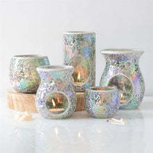 Load image into Gallery viewer, Small Light Blue Iridescent Crackle Oil Burner and Wax Warmer