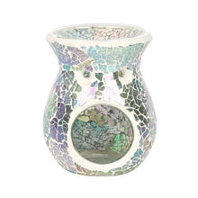Load image into Gallery viewer, Small Light Blue Iridescent Crackle Oil Burner and Wax Warmer