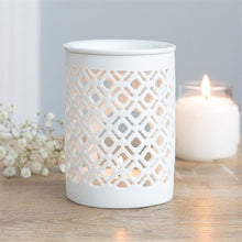 Load image into Gallery viewer, White Matte Lattice Cut Wax Melt Warmer