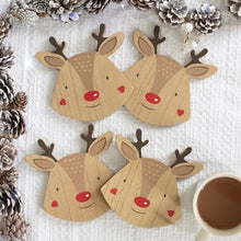 Load image into Gallery viewer, Set of 4 Reindeer Coasters