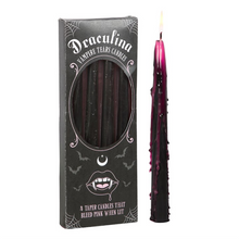 Load image into Gallery viewer, Set of 4 Pink Vampire Tears Taper Candles
