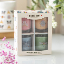 Load image into Gallery viewer, Set of 4 Floral Bug Mandarin &amp; Bergamot Candles
