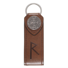 Load image into Gallery viewer, Journey Viking Rune Faux Leather Keyring
