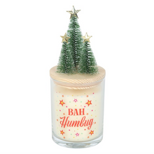 Load image into Gallery viewer, Bah Humbug Orange &amp; Clove Glass Candle with Tree
