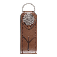 Load image into Gallery viewer, Protection Viking Rune Faux Leather Keyring
